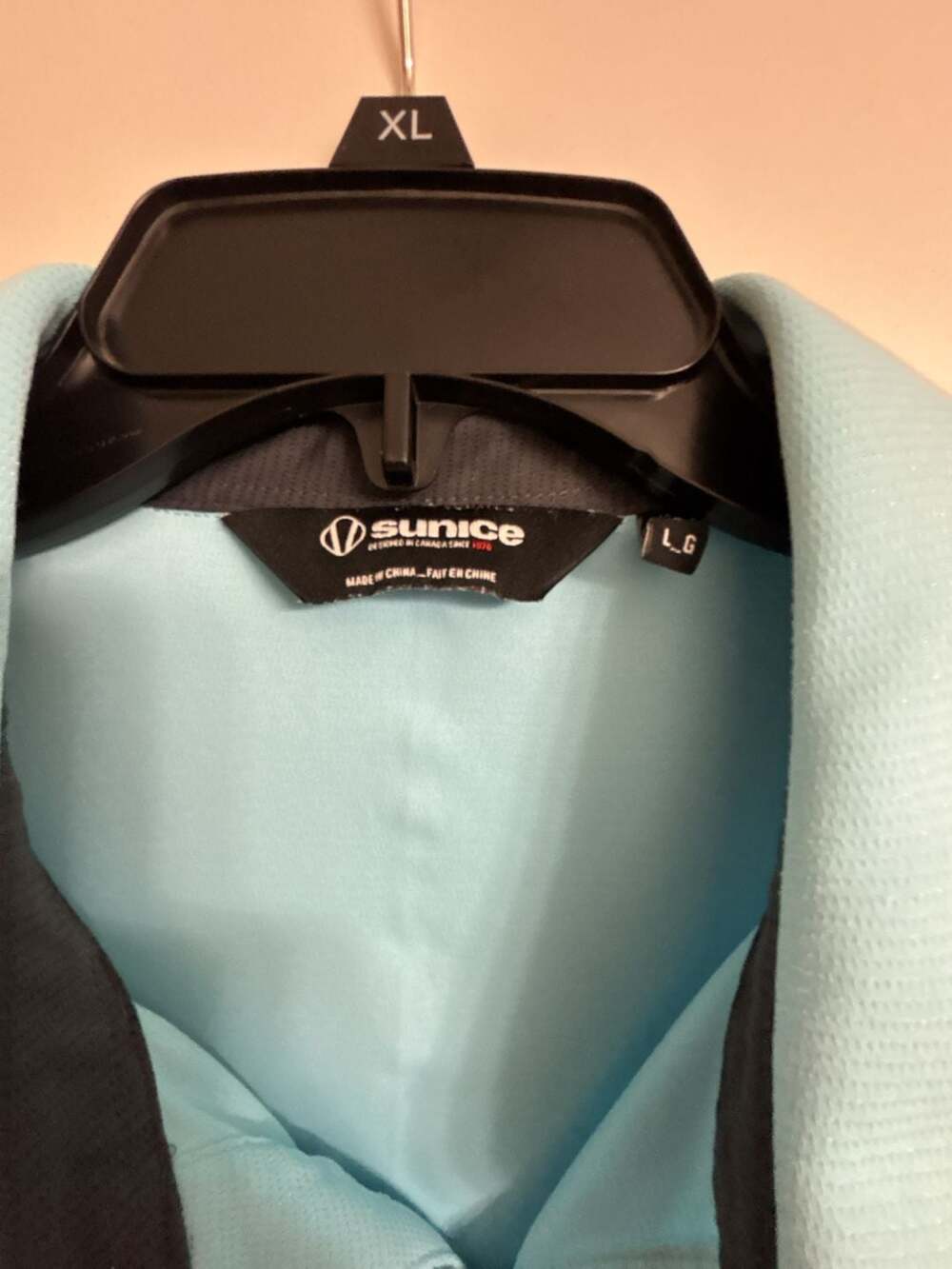 Sunice World Golf Hall of Fame Men's Performance Polo Shirt Light Blue and Grey
